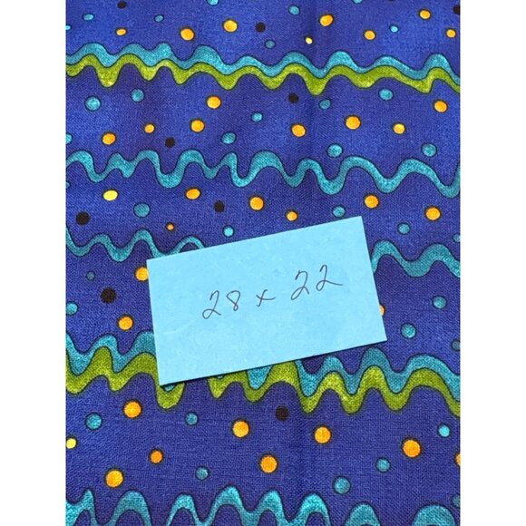 Hi-Jinx by Clothworks Blue Fabric 28x22" Wavy & Dotted Pattern for Sewing Quilti - Picture 4 of 5